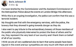 (影)倫敦恐攻 英相指不該讓重大暴力犯提早出獄