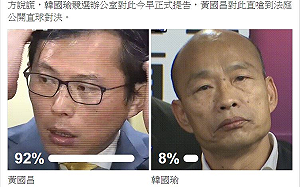黃國昌對決韓國瑜 網友支持「九二共識」？