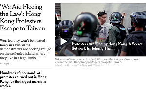 對港司法失去信任 紐時：逾2百示威者逃抵台灣