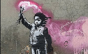 班克西香港作品展 諷警塗鴉料引起共鳴