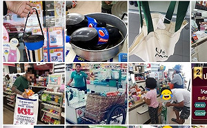 泰國超商限塑開跑民眾出奇招  獨輪車、漁網秒變購物袋