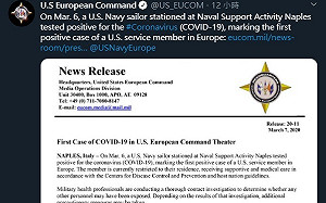 駐義大利美軍確診染武漢肺炎 那不勒斯居所隔離