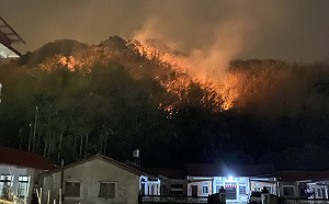 美濃山林火警消防員漏夜搶救  提醒掃墓注意防火