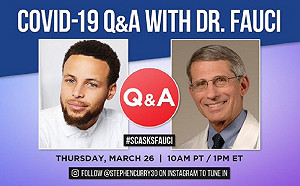 NBA／為防疫盡心力  柯瑞預告和專家開直播談論疫情(影)