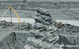 日月潭水庫蓄水率82% 九蛙疊像8蛙露出水面