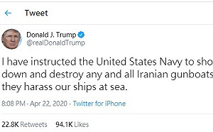 獨家》波灣局勢緊張？川普下令：摧毀騷擾美軍的伊朗船艦