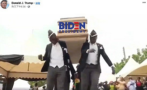 拜登稱不知支持誰就不是黑人 川普PO「黑人抬棺」嗆「選情已死」