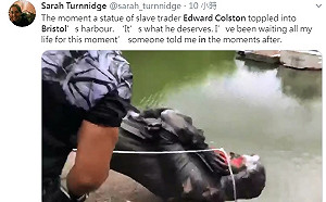 該你被壓頸了！英披著慈善外衣的黑奴販雕像遭洩憤