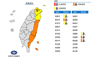 台北盆地 花東持續36°C高溫亮橙燈 中南部短暫雨