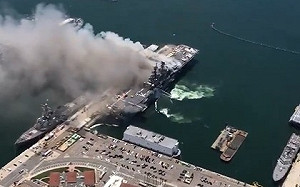 美國海軍兩棲攻擊艦「好人理查號」爆炸起火 增至57傷包括34水手