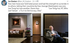 地位與美開國元勛華盛頓劃等號  易思安: 李登輝擁絕對權力  卻選擇讓國家走向自由