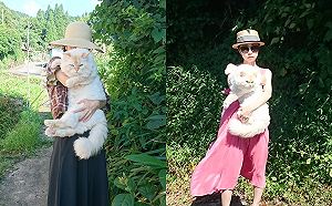 女子抱「白貓」外出散步　網友驚呼：是吃什麼長這麼大？