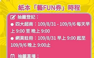 你登記了嗎？紙本藝FUN券3小時破20萬人登記