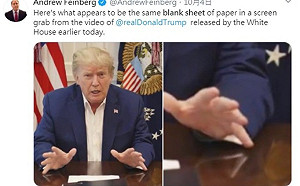 醫院成秀場？川普確診住院抱恙辦公竟是簽白紙 挨酸「實境秀總統」