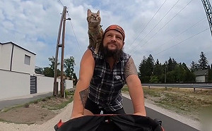 (影) 蘇格蘭男子騎腳踏車帶流浪貓遊21國 網友讚 : 最幸運的貓