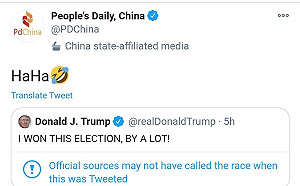 禁止人民翻牆 中國官媒卻自己轉推酸川普：HaHa