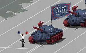 巴丟草畫「挺川坦克人」諷中國民運人士 王丹斥：對六四死難者褻瀆