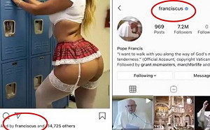 教宗對辣模短裙翹臀照按讚  女模：我會上天堂！