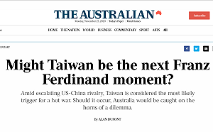 澳洲國安學者：失去台灣是場災難 澳洲需要在危機前站出來