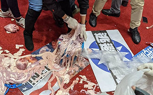 丟在地上的豬心很可惜 林俊憲轟：藍委浪費食物  拿來台南做美食不是很好嗎？