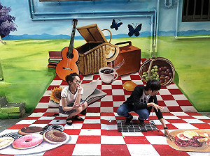 新北污水建設後巷彩繪 三重龍門里成打卡拍照新亮點    