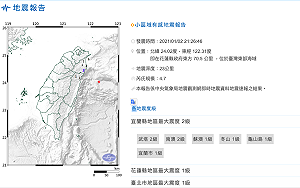 地牛翻身！21:26花蓮外海規模4.7地震