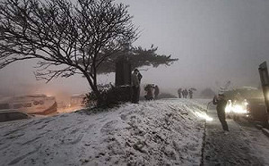 巴拉卡公路也下雪了！三芝公所：2016霸王寒流後首次