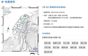 台灣東北5.7地震  氣象局：去年12/10的餘震「相當於0.2顆原子彈」！
