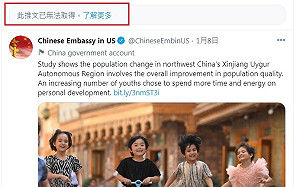 現世報！中國拗稱維族女不再是生產機器 推特終於刪了