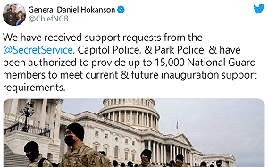 拜登就職防暴動  美出動1萬5千國民兵維安