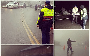冰霰夾雪花美景誘人 太平山管理處：已有警力協助交通