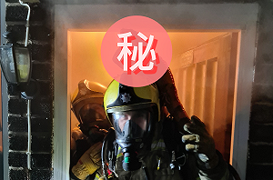 (影)消防員救火中　紅鬣蜥一躍「跳上頭盔」：帶偶離開吧！
