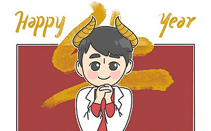 拜年圖超可愛！圖文作家獻牛年Q版插畫