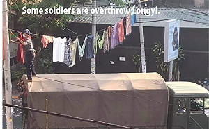 緬甸民眾將女裙高掛街頭 拖延軍警追捕速度