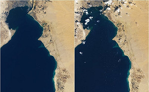因長賜輪塞船船隻密密麻麻  NASA公布照片對比鮮明