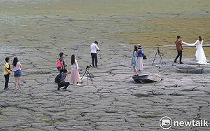 現場直擊》日月潭變大草原 乾旱奇觀引網美爆紅