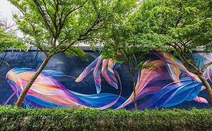 新打卡亮點！基隆河五號水門換上夢幻彩繪超吸睛