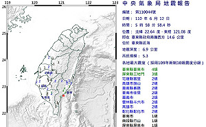 清晨地牛翻身!5:58台東近海5.3地震 最大震度台東縣4級