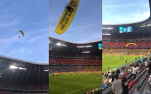 歐國盃》綠色和平人士乘滑翔翼衝球場抗議 失控撞電纜釀2傷