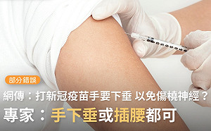 網傳「接種新冠疫苗要垂手臂」專家：放輕鬆即可.打完不要揉