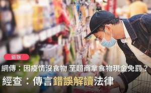 濫解刑法第24條!網傳疫情下進超商拿食物免罰 TFC:錯假訊息