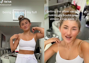打輝瑞疫苗可以長胸部？TikTok網紅：接種完變大2個罩杯