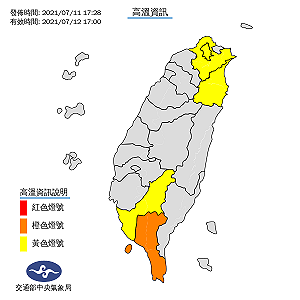 高溫特報！氣象局：下周全台5縣市亮橙、黄燈號