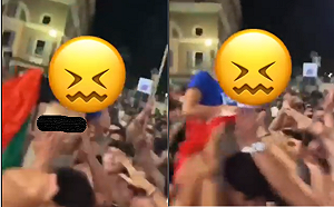 義大利女球迷掀衣露乳慶祝贏球 遭多名男子襲胸狂撲引討論