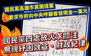 高市國民黨團提案普發現金1萬元  台灣基進:刺激支持度大於刺激經濟