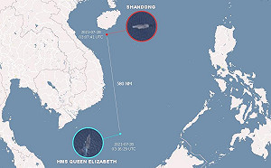 另類同框！中英航母都在南海 「宅男」能與「女王」爭高下？