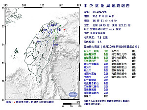 快訊》地牛翻身!16:11宜蘭外海規模5.5地震  中部以北有感
