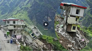 (影) 如球般滾落! 印度一酒店坍塌滑下懸崖 大半建物瞬間解體