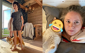 一家人到鄉間木屋度假　起床竟遇「地主貓」熱切巡房！