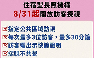 8/31住宿型長照機構開放探視  新北市提4原則有條件開放